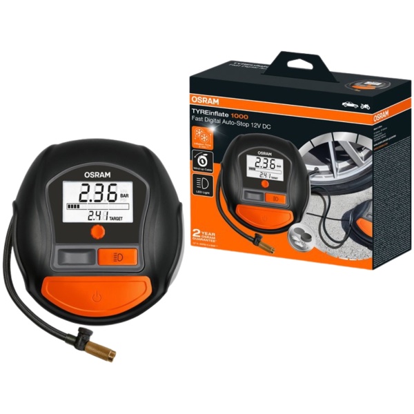 Osram TYREinflate 1000 Compresor Auto Digital Cu Manometru Fast Digital Auto-Stop 12V OTI1000